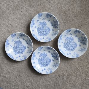 Queens Toile De Jardin Victorian Era Scene Blue  White Salad SERVING Bowls